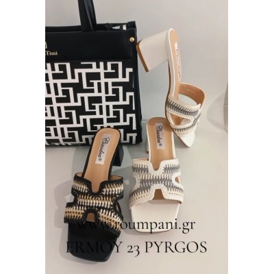 HIGH HEEL MULES BLACK 
