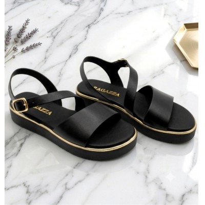 ΓΥΝΑΙΚΕΙΑ ΠΑΠΟΥΤΣΙΑ FLAT SANDALS ΜΑΥΡΟ 01185