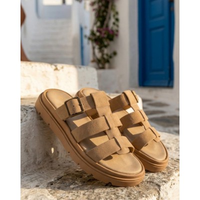 ΓΥΝΑΙΚΕΙΑ ΠΑΠΟΥΤΣΙΑ FLAT SANDALS TAUPE 1649