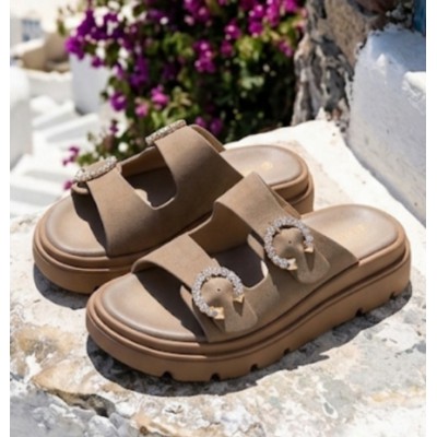 ΓΥΝΑΙΚΕΙΑ ΠΑΠΟΥΤΣΙΑ FLAT SANDALS ΜΠΕΖ  1719