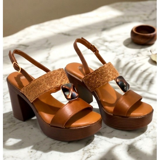 HIGH HEEL SANDALS  CAMEL