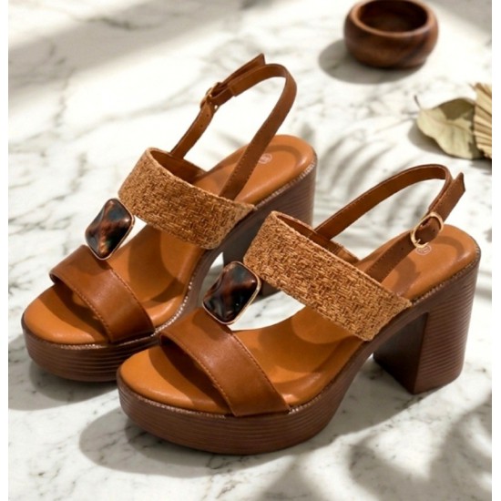 HIGH HEEL SANDALS  CAMEL